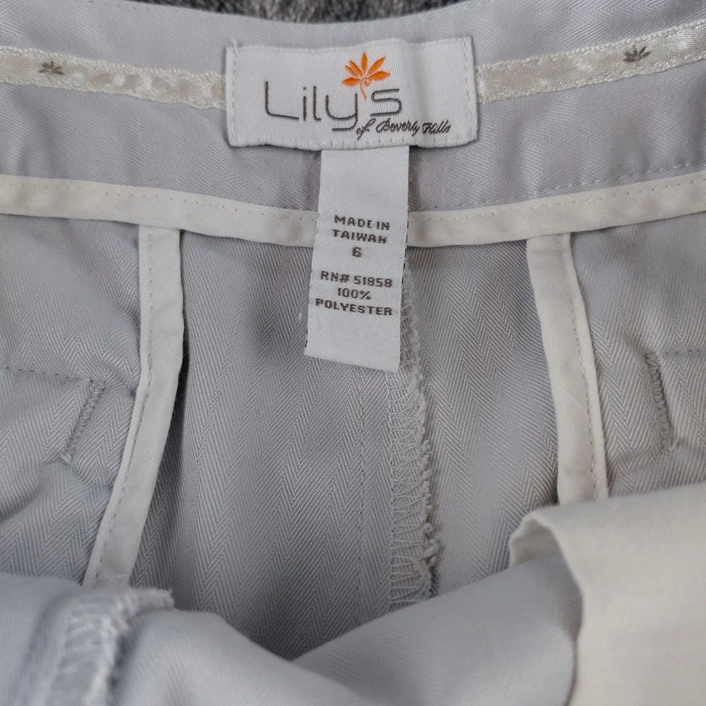 Lily's of Beverly Hills Gray Herringbone Bermuda Shorts Womens 6 Zip Pockets‎